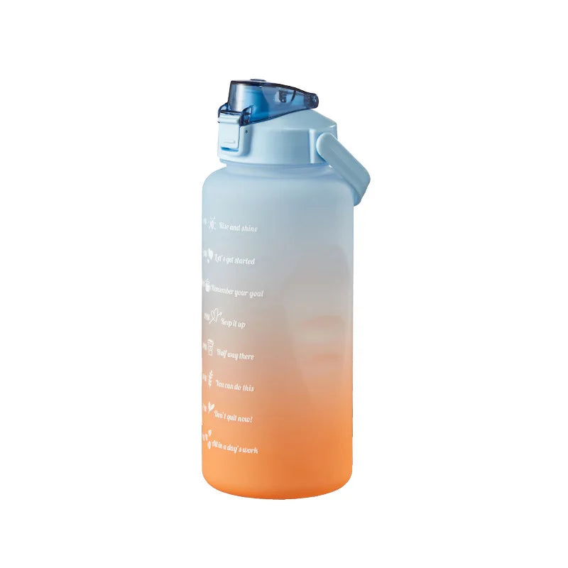 2L Water Bottle With Straw Large Capacity Sports Water Bottle Travel Fitness Sports Portable Drinking Bottles With Time Marker