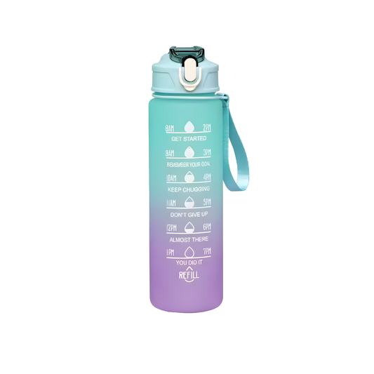 Sports Water Bottle with Time-Tracking Straw Leak Proof Locking Flip Cover for Easy Carry Ideal for Outdoor Adventures