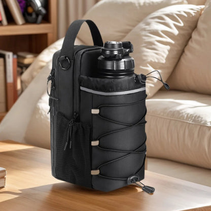 Magnetic Gym Bag with Bottle Holder - 64oz Water Bottle Sling Crossbody Pouch | 3-in-1 Convertible Sports Organizer for Fitness, Gym & Outdoor Activities | Unisex Magnetic Attachment Bag
