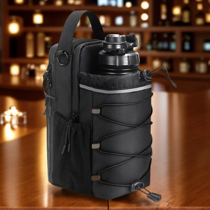 Magnetic Gym Bag with Bottle Holder - 64oz Water Bottle Sling Crossbody Pouch | 3-in-1 Convertible Sports Organizer for Fitness, Gym & Outdoor Activities | Unisex Magnetic Attachment Bag