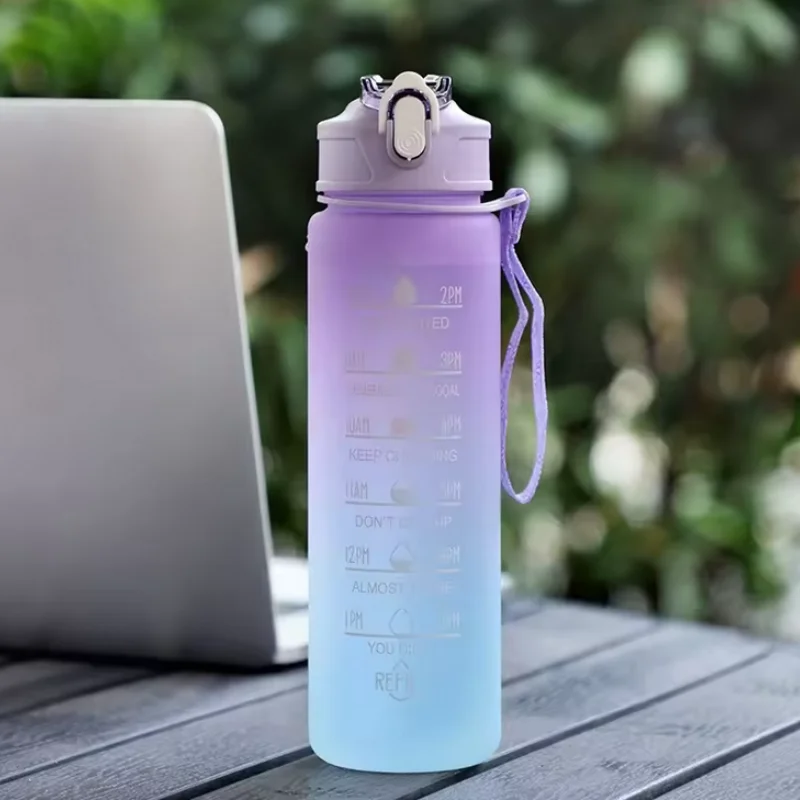 Sports Water Bottle with Time-Tracking Straw Leak Proof Locking Flip Cover for Easy Carry Ideal for Outdoor Adventures