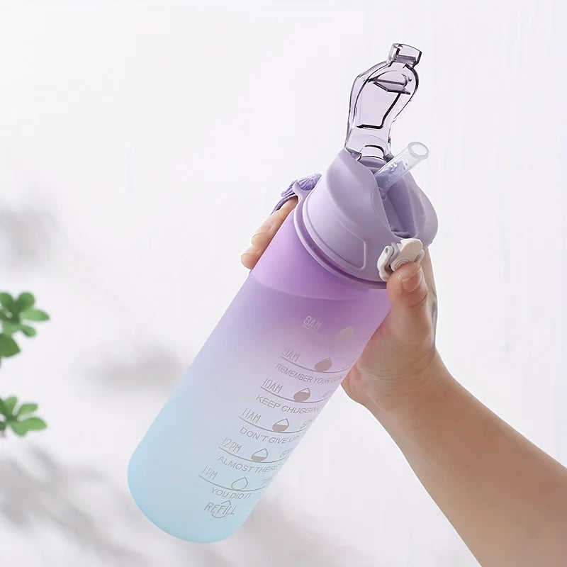 Sports Water Bottle with Time-Tracking Straw Leak Proof Locking Flip Cover for Easy Carry Ideal for Outdoor Adventures