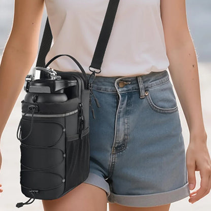 Magnetic Gym Bag with Bottle Holder - 64oz Water Bottle Sling Crossbody Pouch | 3-in-1 Convertible Sports Organizer for Fitness, Gym & Outdoor Activities | Unisex Magnetic Attachment Bag