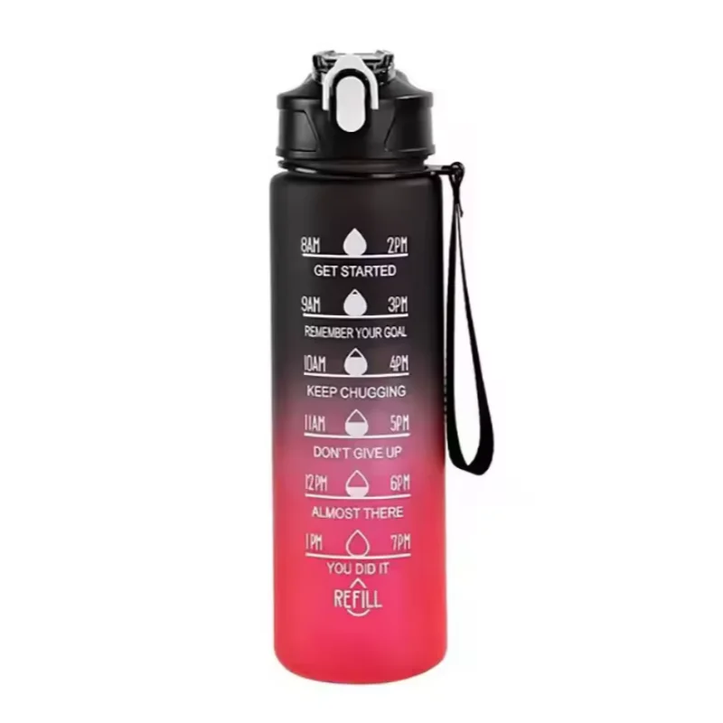 Sports Water Bottle with Time-Tracking Straw Leak Proof Locking Flip Cover for Easy Carry Ideal for Outdoor Adventures