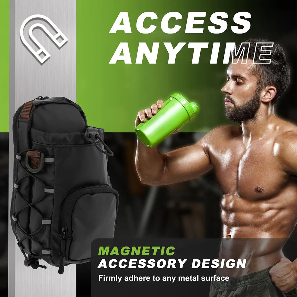 Magnetic Gym Chest Pouch Bottle Holder - Crossbody Fitness Organizer Unisex