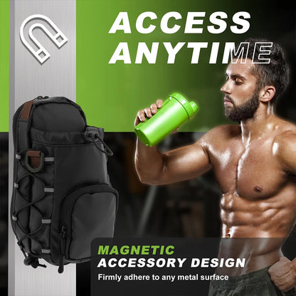 Magnetic Gym Chest Pouch Bottle Holder - Crossbody Fitness Organizer Unisex