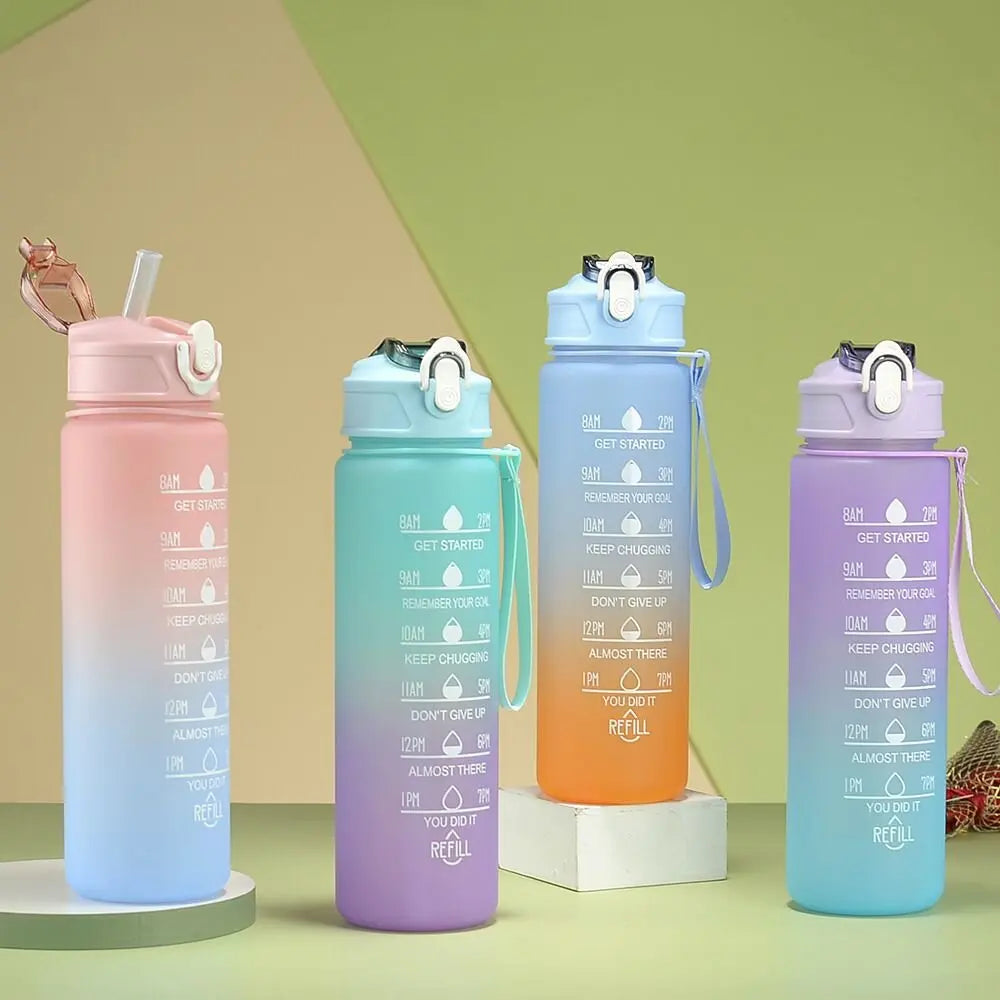 Sports Water Bottle with Time-Tracking Straw Leak Proof Locking Flip Cover for Easy Carry Ideal for Outdoor Adventures