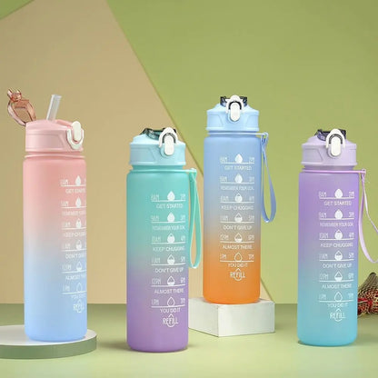 Sports Water Bottle with Time-Tracking Straw Leak Proof Locking Flip Cover for Easy Carry Ideal for Outdoor Adventures