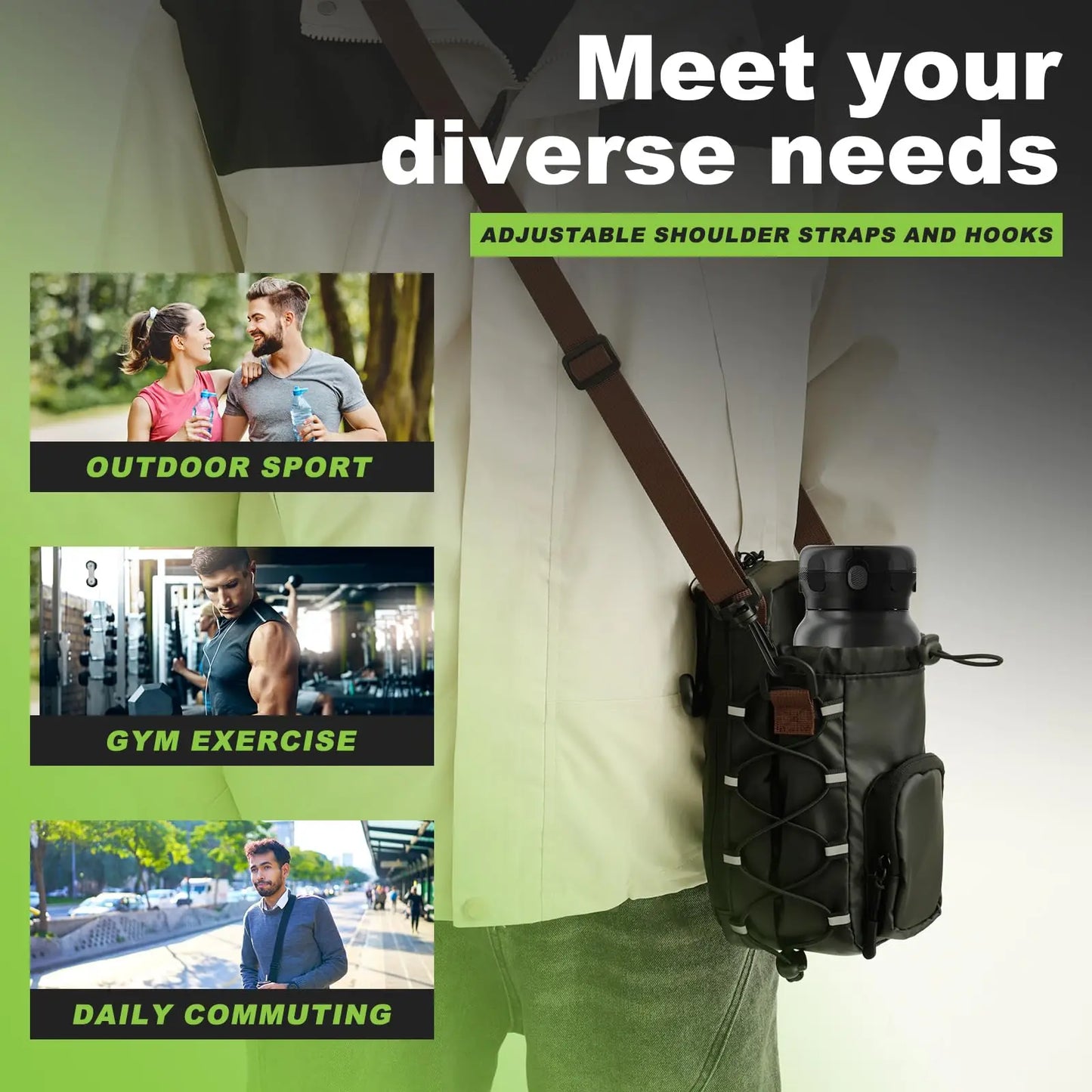 Magnetic Gym Chest Pouch Bottle Holder - Crossbody Fitness Organizer Unisex