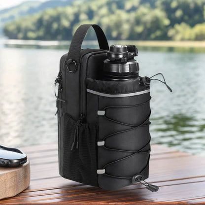 Magnetic Gym Bag with Bottle Holder - 64oz Water Bottle Sling Crossbody Pouch | 3-in-1 Convertible Sports Organizer for Fitness, Gym & Outdoor Activities | Unisex Magnetic Attachment Bag