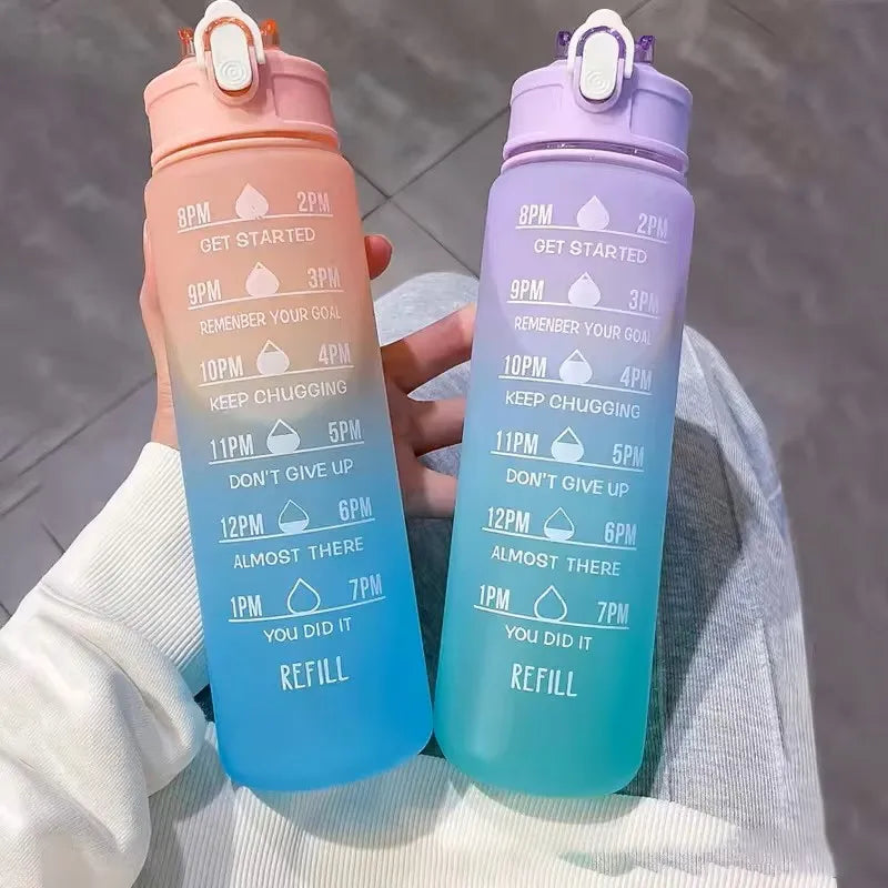 Sports Water Bottle with Time-Tracking Straw Leak Proof Locking Flip Cover for Easy Carry Ideal for Outdoor Adventures