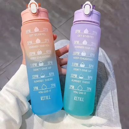 Sports Water Bottle with Time-Tracking Straw Leak Proof Locking Flip Cover for Easy Carry Ideal for Outdoor Adventures